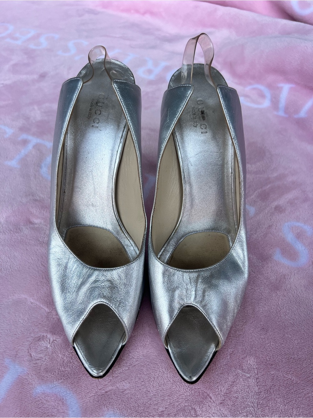 Iconic 2003 Tom Ford for Gucci from Ad Campaign Silver Shoes Sandals